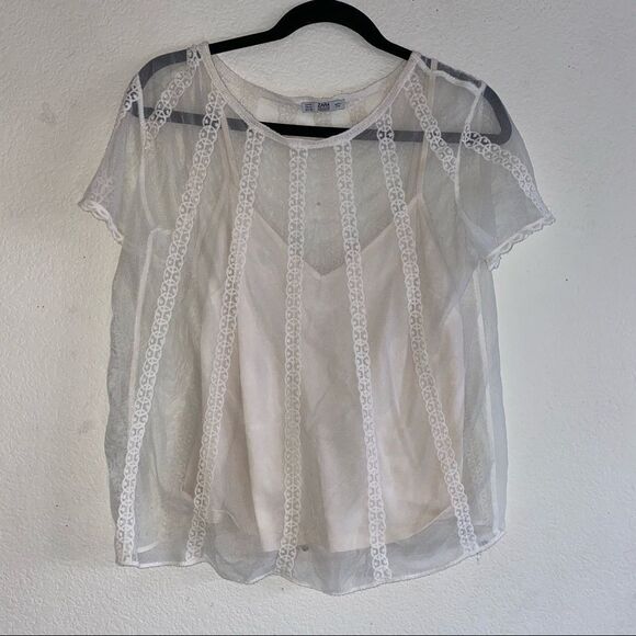 Zara Sheer Witchy White Blouse - Picture 4 of 8
